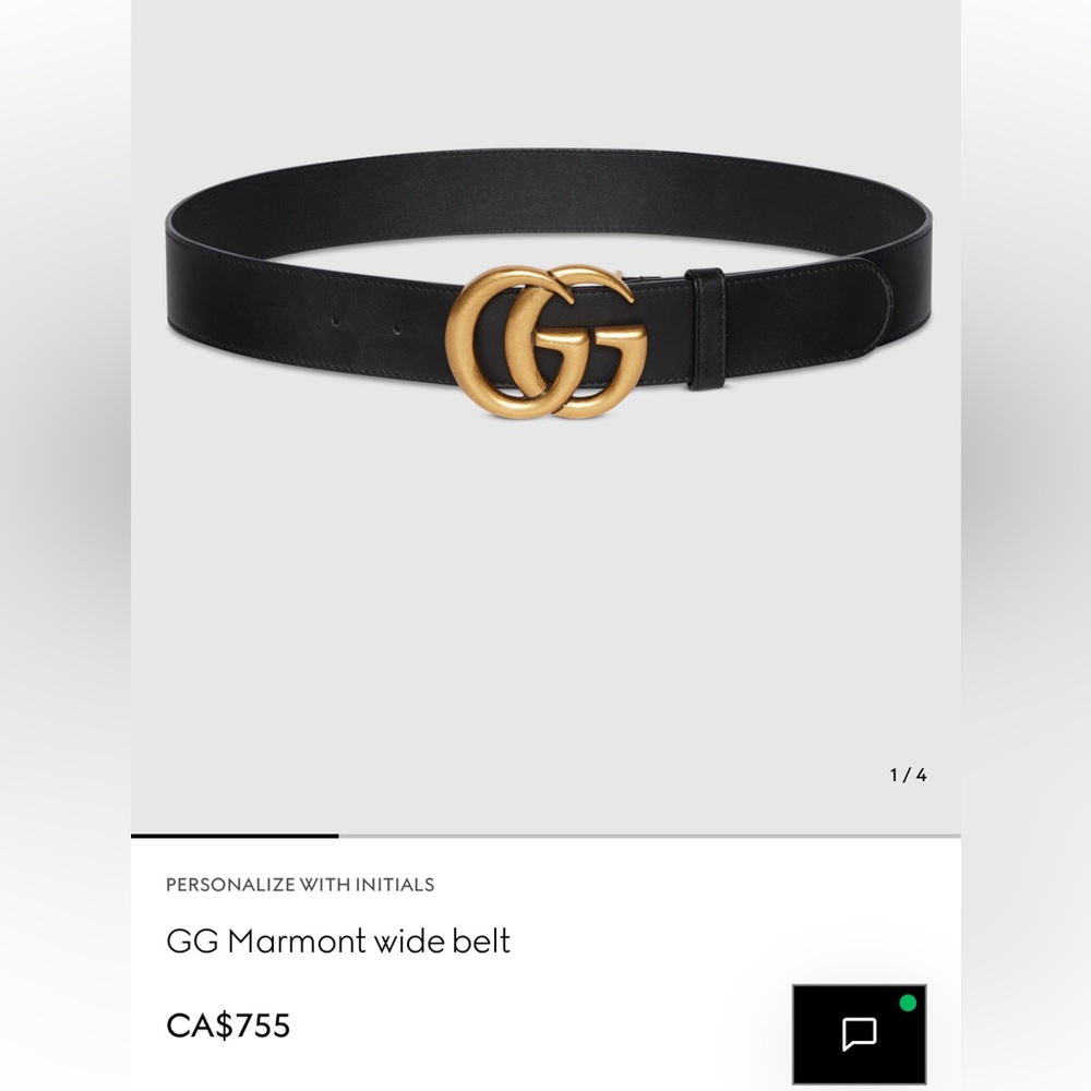 Authentic Gucci Marmont wide belt with Gold Buckle 75 / 30